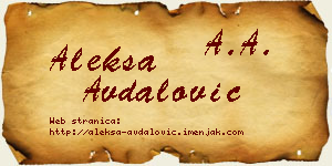 Aleksa Avdalović vizit kartica